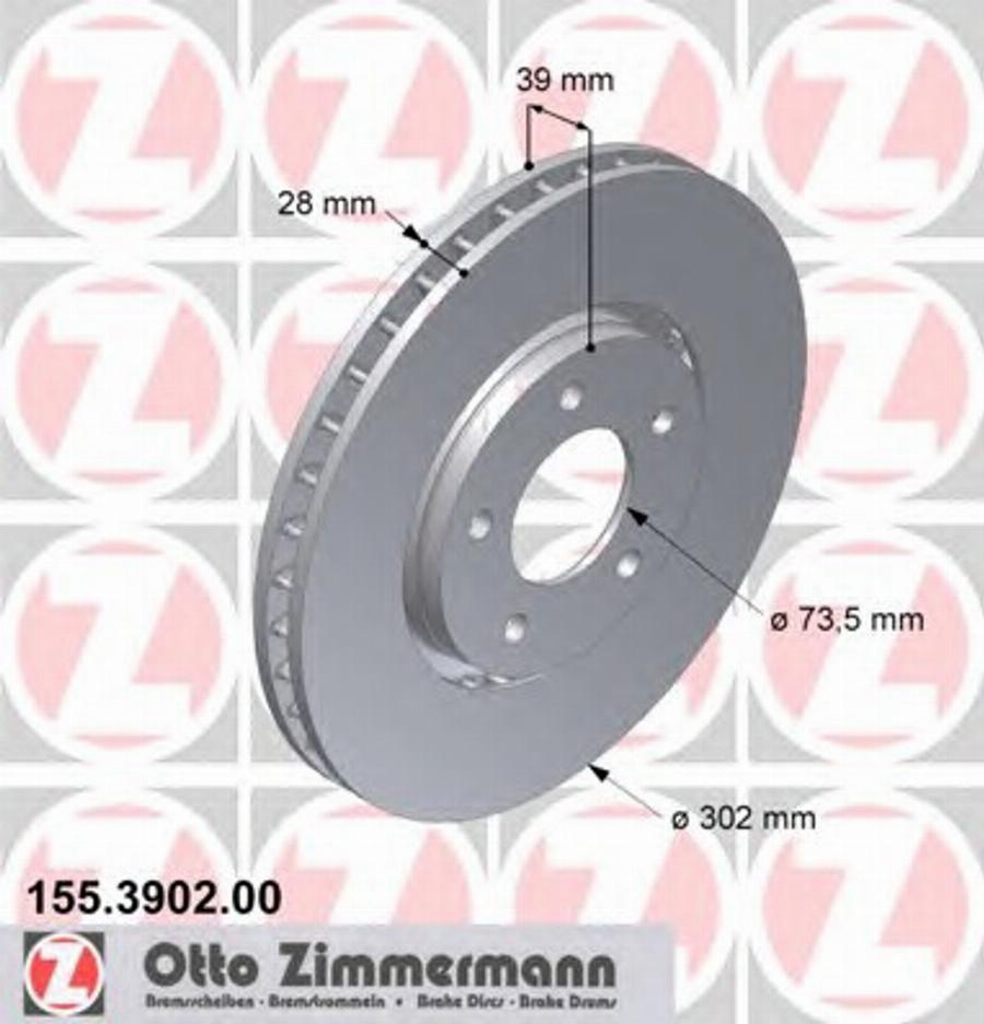 Zimmermann 155.3902.00 - Bremžu diski adetalas.lv