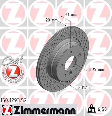 Zimmermann 150.1293.52 - Bremžu diski adetalas.lv