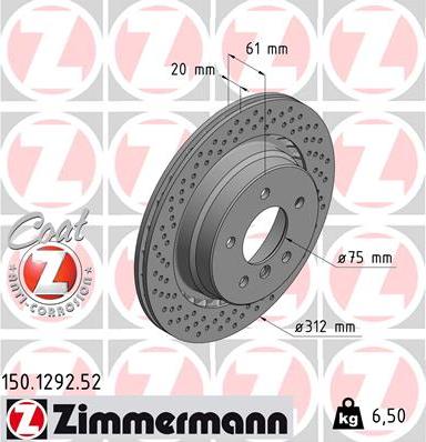 Zimmermann 150.1292.52 - Bremžu diski adetalas.lv