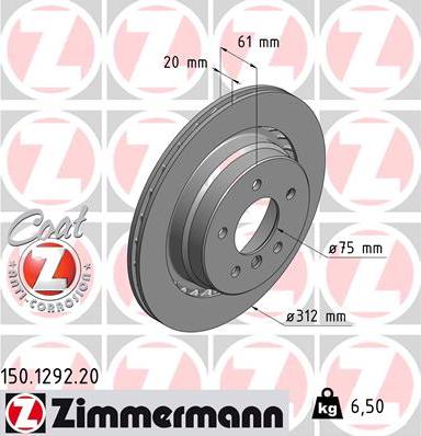 Zimmermann 150.1292.20 - Bremžu diski adetalas.lv