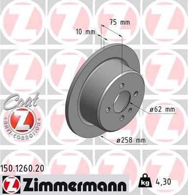 Zimmermann 150.1260.20 - Bremžu diski adetalas.lv