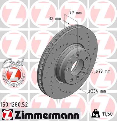 Zimmermann 150.1280.52 - Bremžu diski adetalas.lv