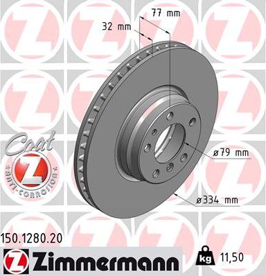 Zimmermann 150.1280.20 - Bremžu diski adetalas.lv