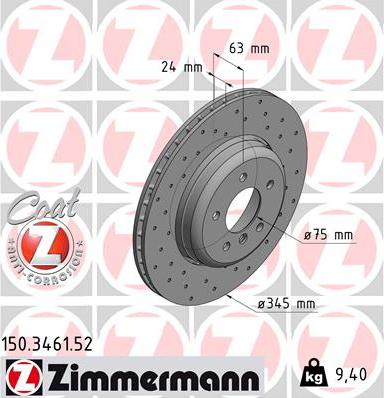 Zimmermann 150.3461.52 - Bremžu diski adetalas.lv