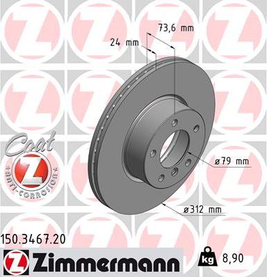 Zimmermann 150.3467.20 - Bremžu diski adetalas.lv