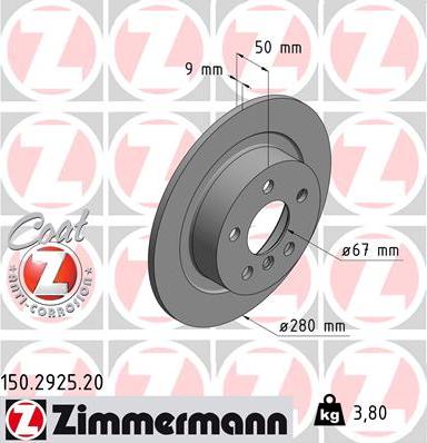 Zimmermann 150.2925.20 - Bremžu diski adetalas.lv