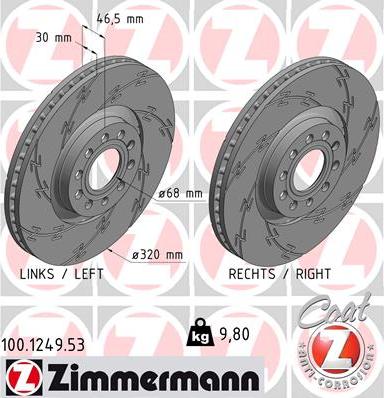 Zimmermann 100.1249.53 - Bremžu diski adetalas.lv