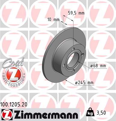 Zimmermann 100.1205.20 - Bremžu diski adetalas.lv