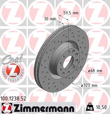 Zimmermann 100.1238.52 - Bremžu diski adetalas.lv