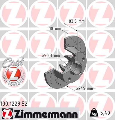 Zimmermann 100.1229.52 - Bremžu diski adetalas.lv