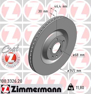 Zimmermann 100.3326.20 - Bremžu diski adetalas.lv