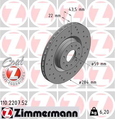 Zimmermann 110.2207.52 - Bremžu diski adetalas.lv