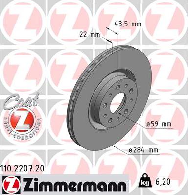 Zimmermann 110.2207.20 - Bremžu diski adetalas.lv