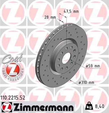 Zimmermann 110.2215.52 - Bremžu diski adetalas.lv