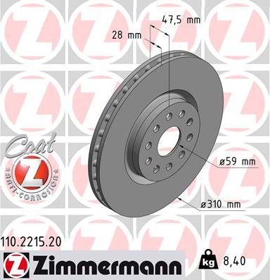 Zimmermann 110.2215.20 - Bremžu diski adetalas.lv