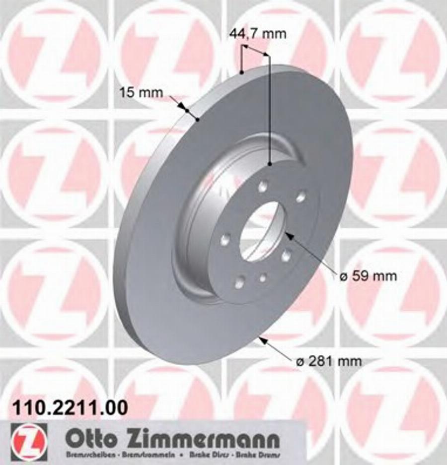 Zimmermann 110.2211.00 - Bremžu diski adetalas.lv