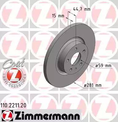 Zimmermann 110.2211.20 - Bremžu diski adetalas.lv