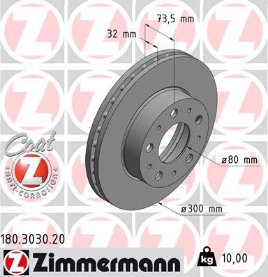 Zimmermann 180.3030.20 - Bremžu diski adetalas.lv