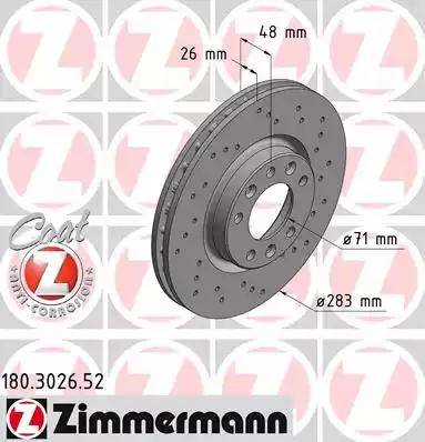 Zimmermann 180.3026.52 - Bremžu diski adetalas.lv