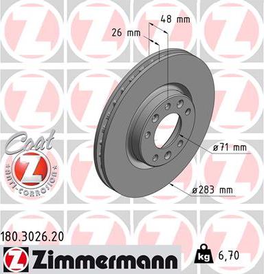 Zimmermann 180.3026.20 - Bremžu diski adetalas.lv