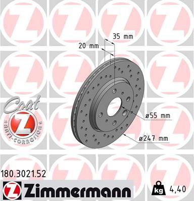 Zimmermann 180.3021.52 - Bremžu diski adetalas.lv