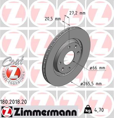 Zimmermann 180.2018.20 - Bremžu diski adetalas.lv