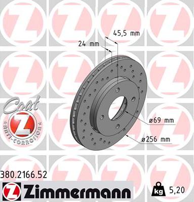 Zimmermann 380.2166.52 - Bremžu diski adetalas.lv