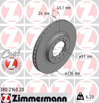 Zimmermann 380.2160.20 - Bremžu diski adetalas.lv