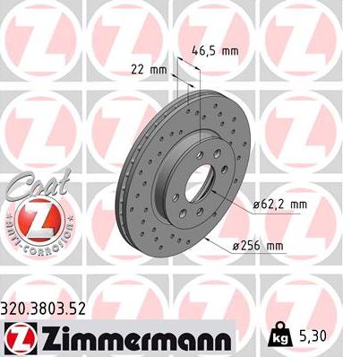 Zimmermann 320.3803.52 - Bremžu diski adetalas.lv