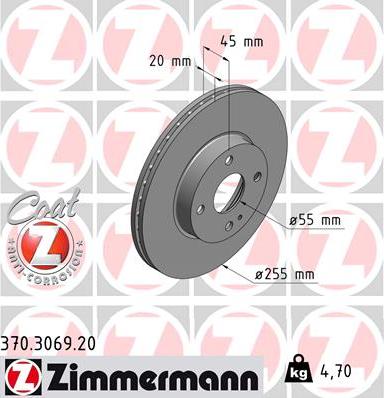 Zimmermann 370.3069.20 - Bremžu diski adetalas.lv