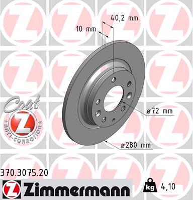 Zimmermann 370.3075.20 - Bremžu diski adetalas.lv