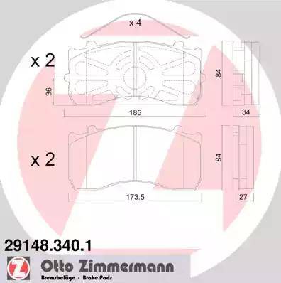 Zimmermann 29148.340.1 - Bremžu uzliku kompl., Disku bremzes adetalas.lv