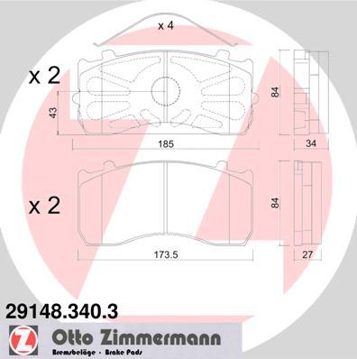 Zimmermann 29148.340.3 - Bremžu uzliku kompl., Disku bremzes adetalas.lv