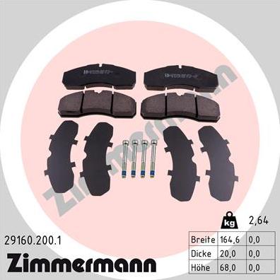 Zimmermann 29160.200.1 - Bremžu uzliku kompl., Disku bremzes adetalas.lv