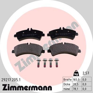 Zimmermann 29217.205.1 - Bremžu uzliku kompl., Disku bremzes adetalas.lv