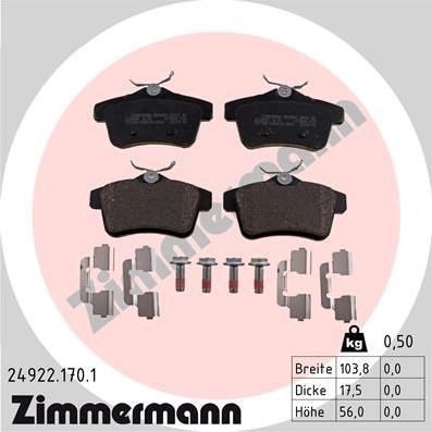 Zimmermann 24922.170.1 - Bremžu uzliku kompl., Disku bremzes adetalas.lv