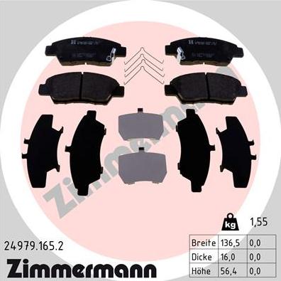 Zimmermann 24979.165.2 - Bremžu uzliku kompl., Disku bremzes adetalas.lv