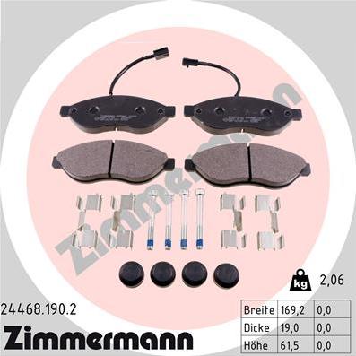 Zimmermann 24468.190.2 - Bremžu uzliku kompl., Disku bremzes adetalas.lv