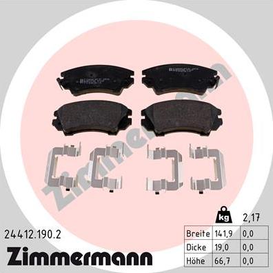 Zimmermann 24412.190.2 - Bremžu uzliku kompl., Disku bremzes adetalas.lv