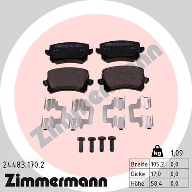 Zimmermann 24483.170.2 - Bremžu uzliku kompl., Disku bremzes adetalas.lv