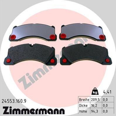 Zimmermann 24553.160.9 - Bremžu uzliku kompl., Disku bremzes adetalas.lv