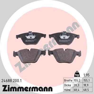 Zimmermann 24688.200.1 - Bremžu uzliku kompl., Disku bremzes adetalas.lv