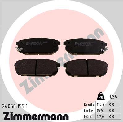 Zimmermann 24058.155.1 - Bremžu uzliku kompl., Disku bremzes adetalas.lv