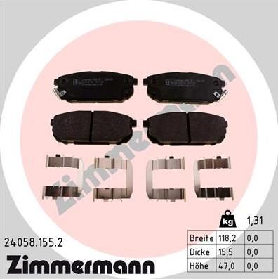 Zimmermann 24058.155.2 - Bremžu uzliku kompl., Disku bremzes adetalas.lv