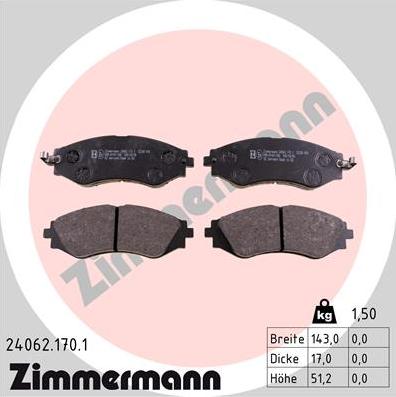 Zimmermann 24062.170.1 - Bremžu uzliku kompl., Disku bremzes adetalas.lv