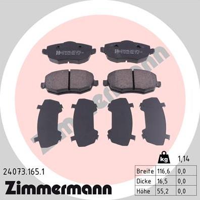 Zimmermann 24073.165.1 - Bremžu uzliku kompl., Disku bremzes adetalas.lv