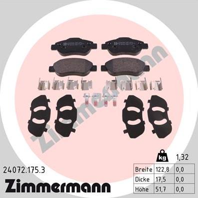 Zimmermann 24072.175.3 - Bremžu uzliku kompl., Disku bremzes adetalas.lv