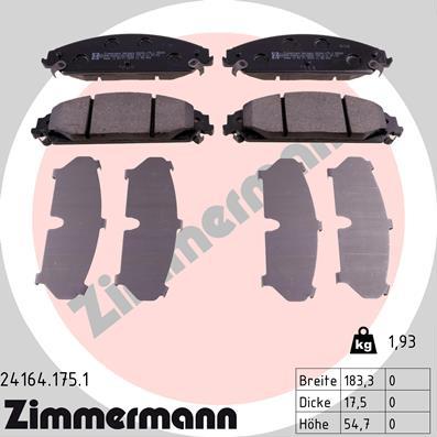 Zimmermann 24164.175.1 - Bremžu uzliku kompl., Disku bremzes adetalas.lv