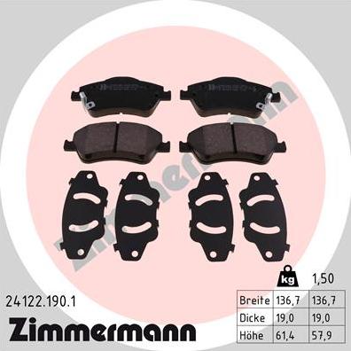 Zimmermann 24122.190.1 - Bremžu uzliku kompl., Disku bremzes adetalas.lv