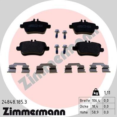 Zimmermann 24848.185.3 - Bremžu uzliku kompl., Disku bremzes adetalas.lv